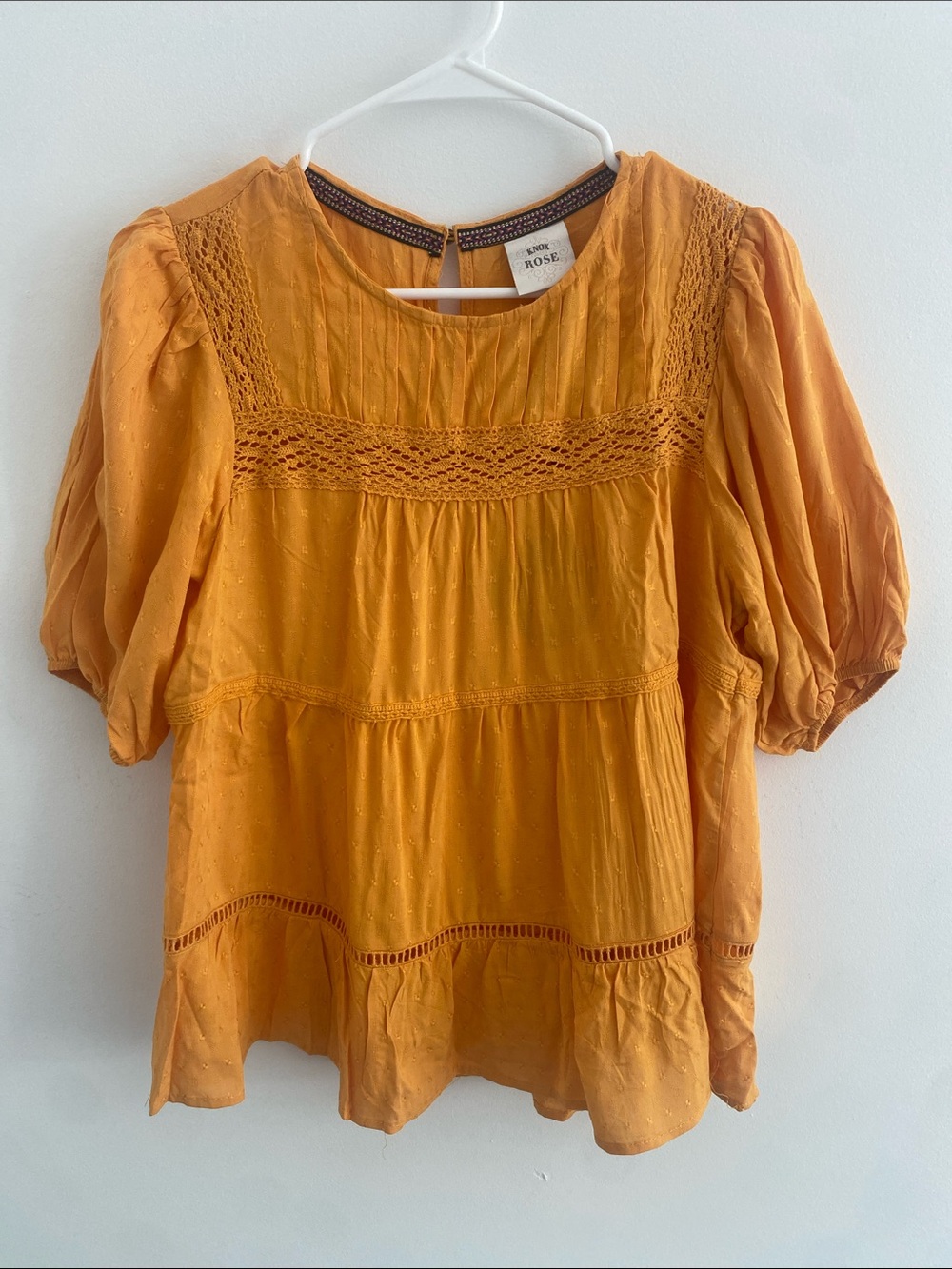 NWT Knox Rose Peasant Tiered Blouse Sunshine Yellow Size SMALL